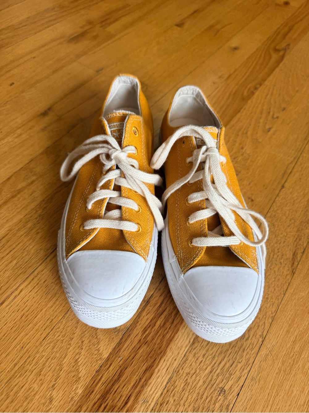 Converse Renew Mustard Yellow Canvas Low-Tops Made From New & Recycled Material - Picture 2 of 7